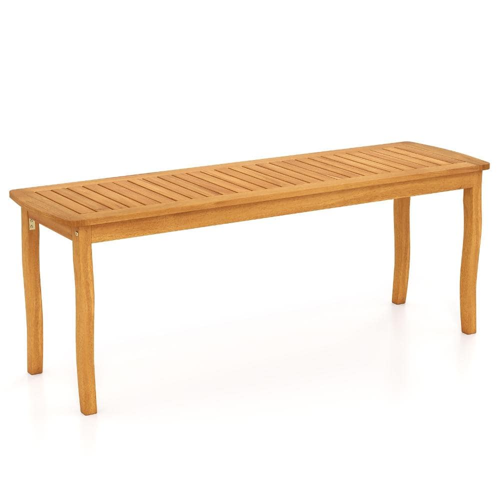 48 in. Acacia Wood Outdoor Dining Bench with Slatted Seat and 800 lb. Capacity, Natural