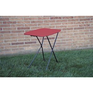 18 in. Red Plastic Adjustable Height Folding Utility Table (Set of 2)
