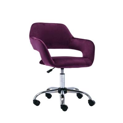 Purple Linen Upholstered Office Chair with Non-Adjustable Arms