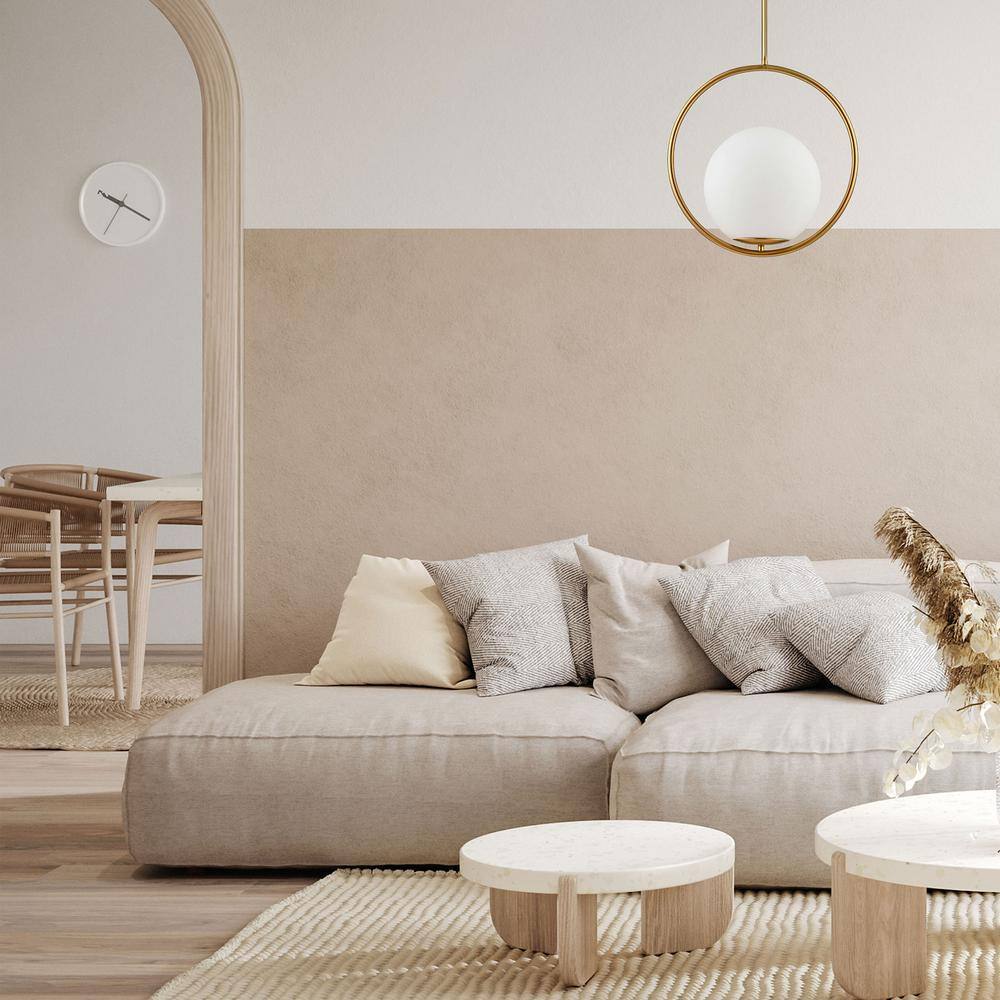 Adrienna Aged Brass Globe Pendant Light with White Shade
