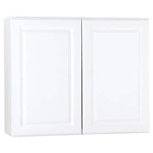 Hampton 36 in. W x 12 in. D x 30 in. H Assembled Wall Kitchen Cabinet in Satin White