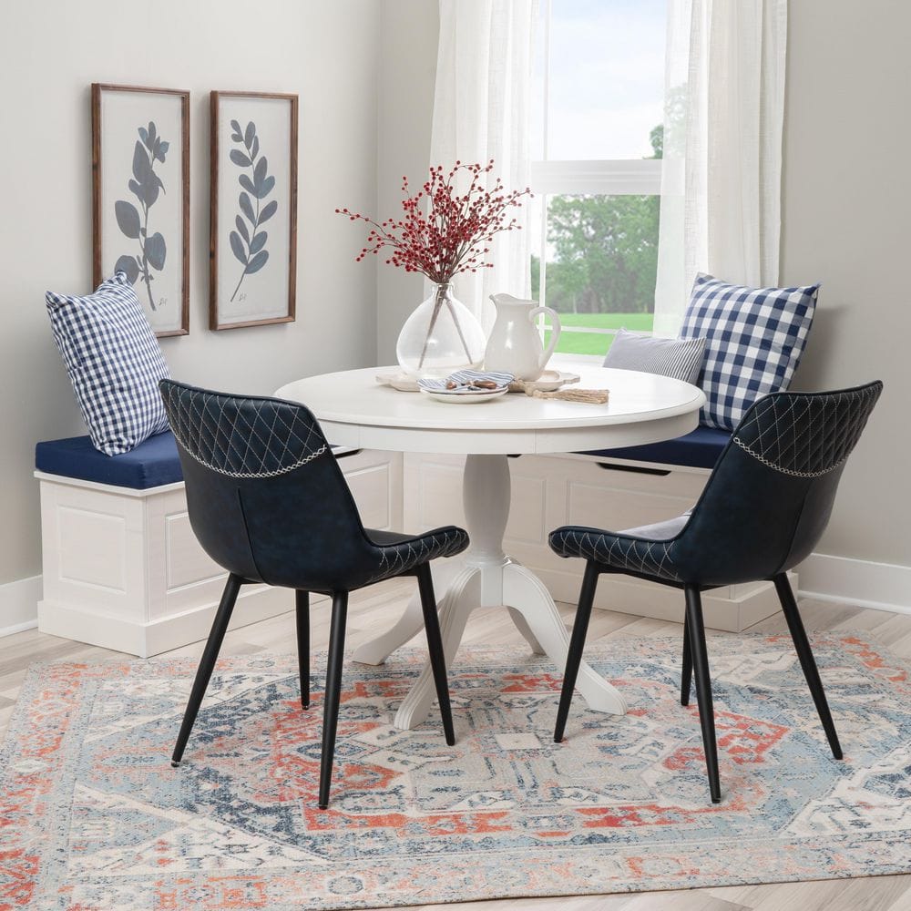 Linon Home Decor Rockhill Nook 5-Piece Round White Wood Top Dining