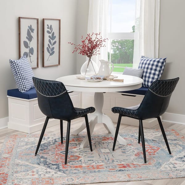 Rockhill Nook 5-Piece Round White Wood Top Dining Room Set Seats 6