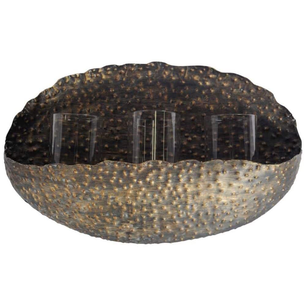 "12"" Bronze Distressed Hammered Glass And Metal Hurricane Candle Holder" price history on PriceWatchPro