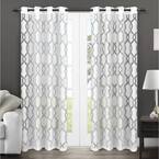 Rio Winter White Trellis Sheer Grommet Top Curtain, 54 in. W x 96 in. L (Set of 2)
