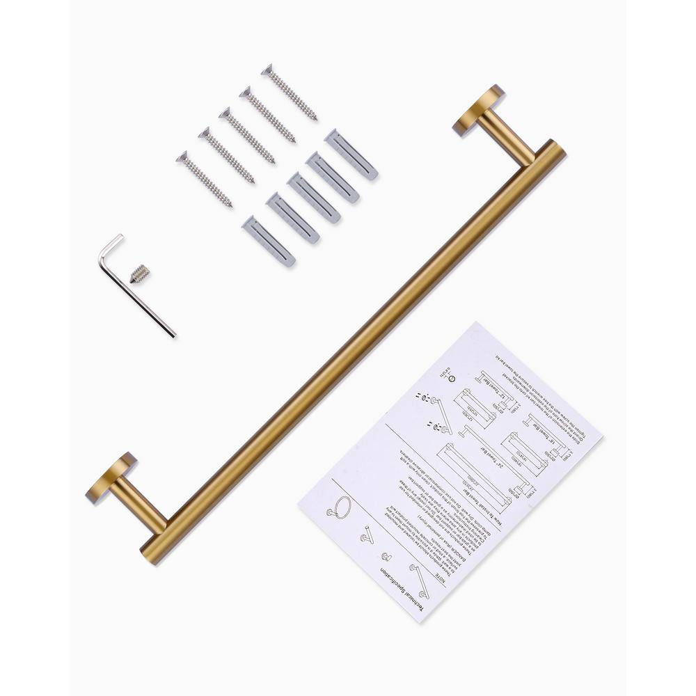 24'' Brushed Gold Stainless Steel Wall Mounted Towel Bar