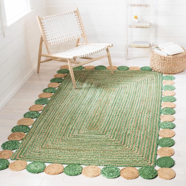 Cape Cod Green/Natural Doormat 3 ft. x 5 ft. Circles Border Area Rug