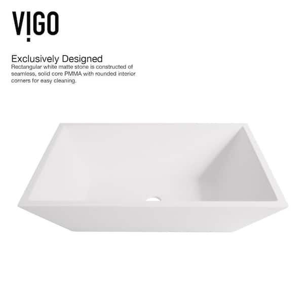 Vinca Matte Stone Vessel Bathroom Sink in White with Duris Faucet in Matte Gold Vinca Matte Stone Vessel Bathroom Sink in White with Duris Faucet in Matte Gold