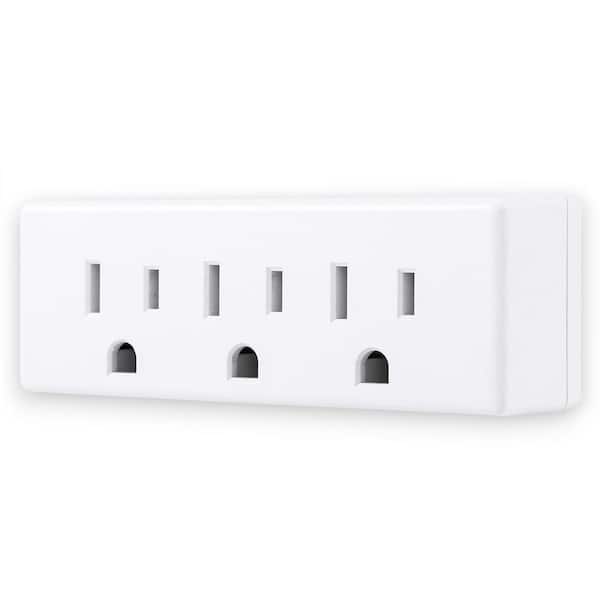 Etokfoks 15 Amp, Wall Tap Grounded Outlet Splitter with 3-Prong Outlet, UL Listed in White (1-Pack)