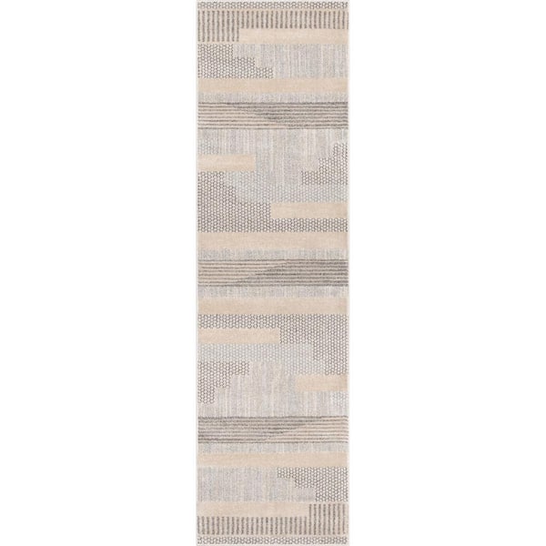 Well Woven Beige 2 ft. 7 in. x 9 ft. 10 in. Runner Harlow Briar Modern Geometric Abstract Area Rug
