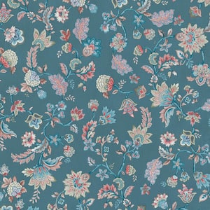 Vintage Paisley Blossoms Turquoise Paper Strippable Roll (Covers 57 sq. ft.)