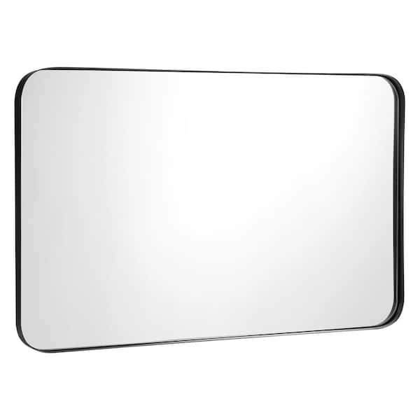 Volenca 32 in. W x 20 in. H Rectangular Framed Wall Mounted Rectangle Mirror in Black