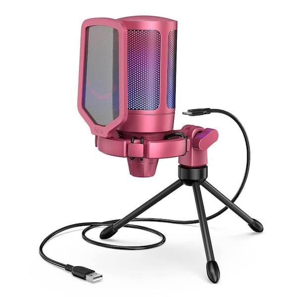 Ahfiwaso Convenient USB Gaming Condenser Microphone in Red with RGB Light