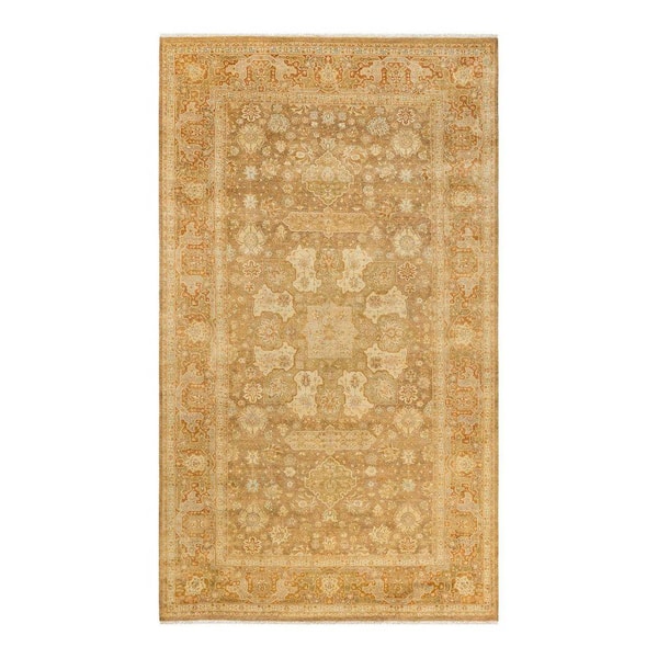 Mogul Green 6 x 11 Oriental Wool Indoor Runner Rug
