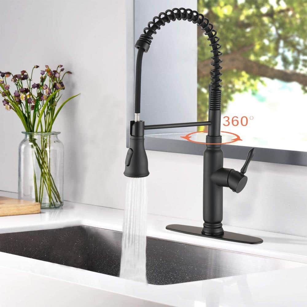 Touch Single Handle Matte Black Stainless Steel Pull Down Kitchen Faucet