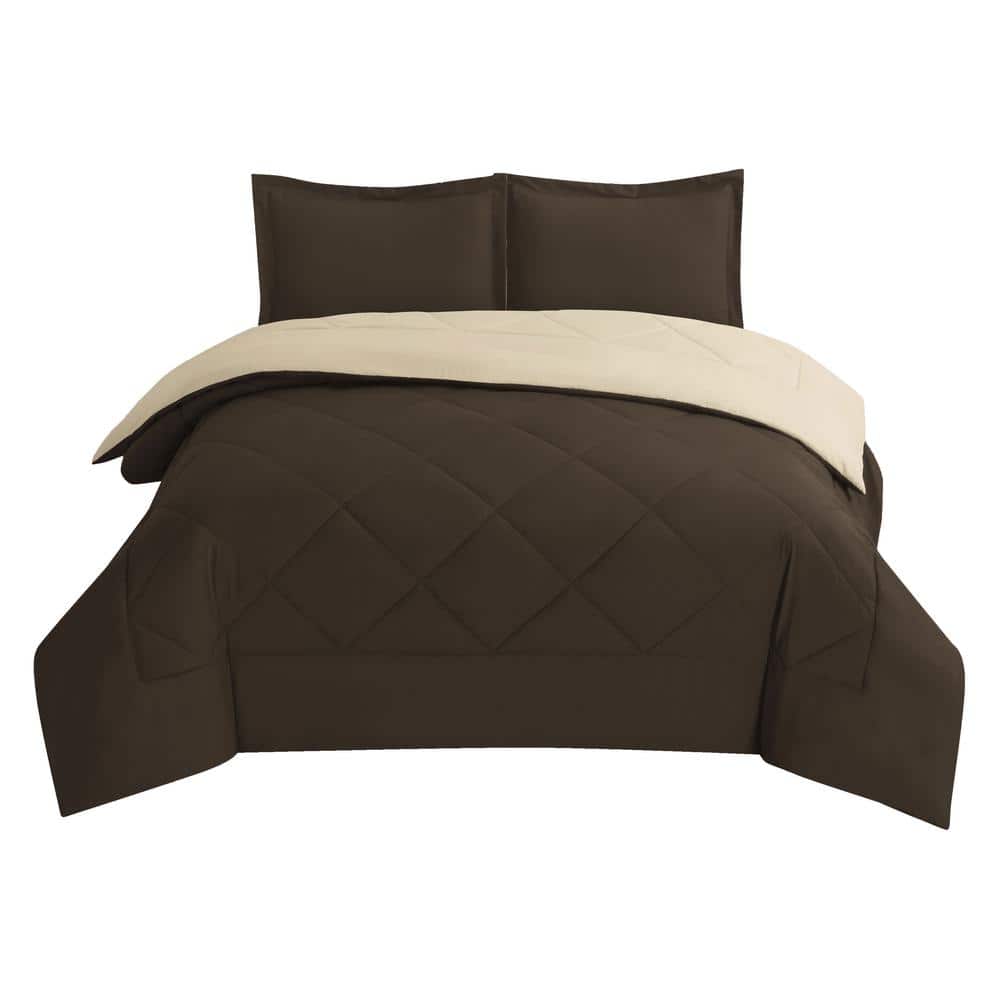 Twin Chocolate and Cream Reversible Microfiber Comforter Set
