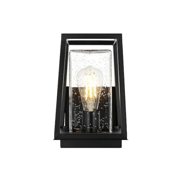10.5 in. Black Outdoor Hardwired Wall Sconce with No Bulbs Included