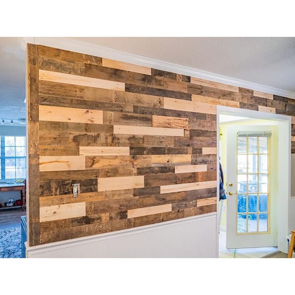BARNLINE 1/2 in. x 32 in. Multi-Width Multi-Color Kiln Dried Antique 100% Reclaimed Wood Kit Planks(10 sq. ft.)