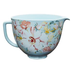 5 Qt. White Gardenia Patterned Ceramic Bowl
