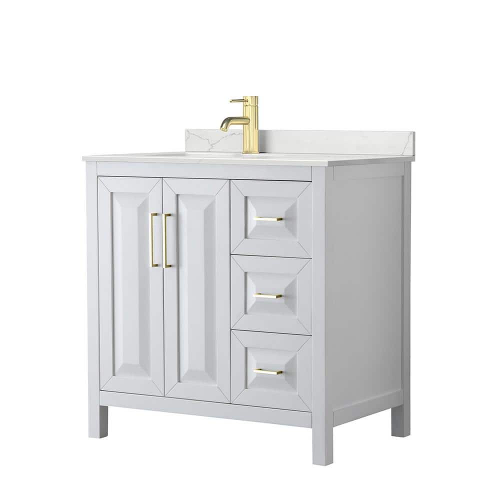 Daria 36 in. W. x 22 in. D x 35.75 in. H Single Bath Vanity in White with Giotto Quartz Top price history on PriceWatchPro