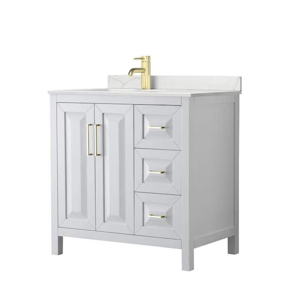 Wyndham Collection Daria 36 in. W. x 22 in. D x 35.75 in. H Single Bath Vanity in White with Giotto Quartz Top