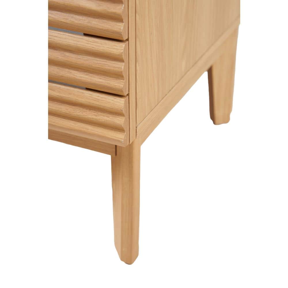 Calandre 36" Oak Slat Modern Farmhouse Bath Vanity Cabinet