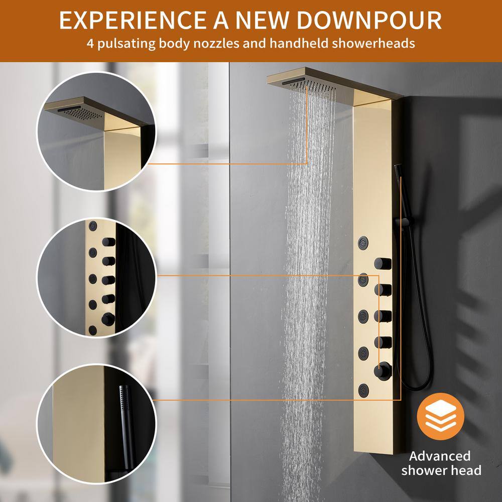 Black Gold Thermostatic Shower Panel with Body Jets