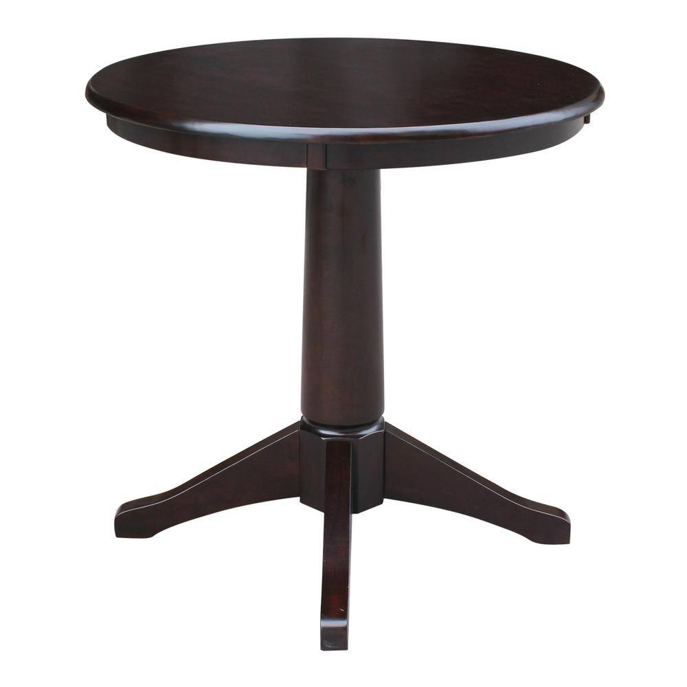 30" Round Rich Mocha Wood Pedestal Dining Table