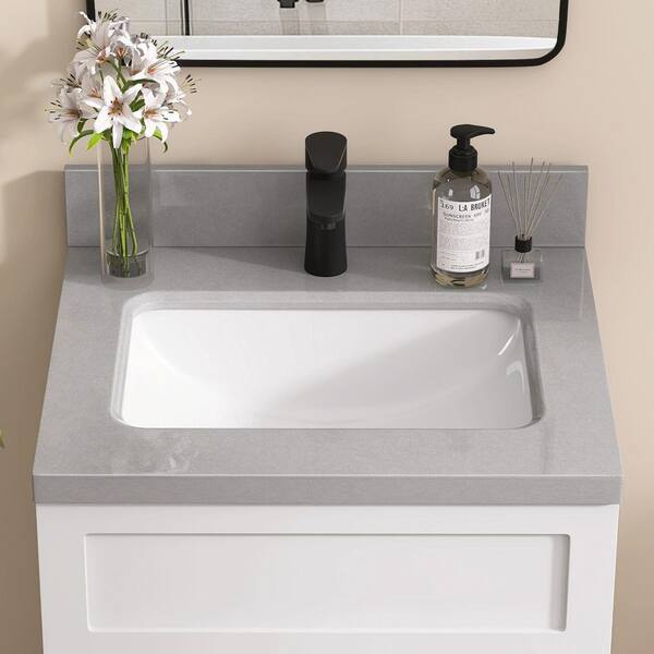 Zeafive 24 in. W x 22 in. D Engineered Stone Marble White