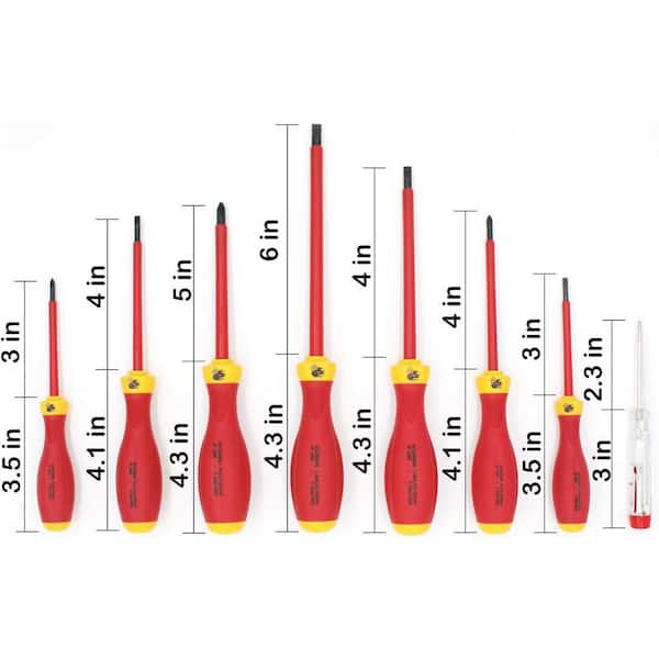 YICHUHAOXI Insulated Screwdriver Set 4.7 in. Shank 7 Bit Red