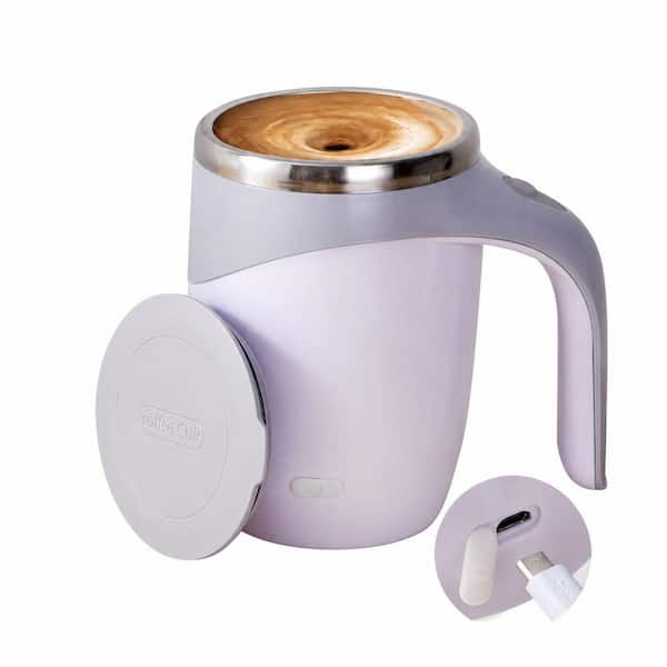 Stainless Steel Rechargeable Self Stirring Coffee Mug with Spill Free Lid, Portable Travel Cup