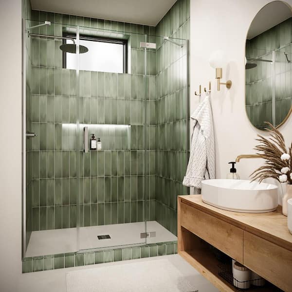 Streamline Arancio 60 in. W x 74 in. H Pivot Shower Door, CrystalTech Treated 5/16 in. Tempered Clear Glass, Chrome Hardware