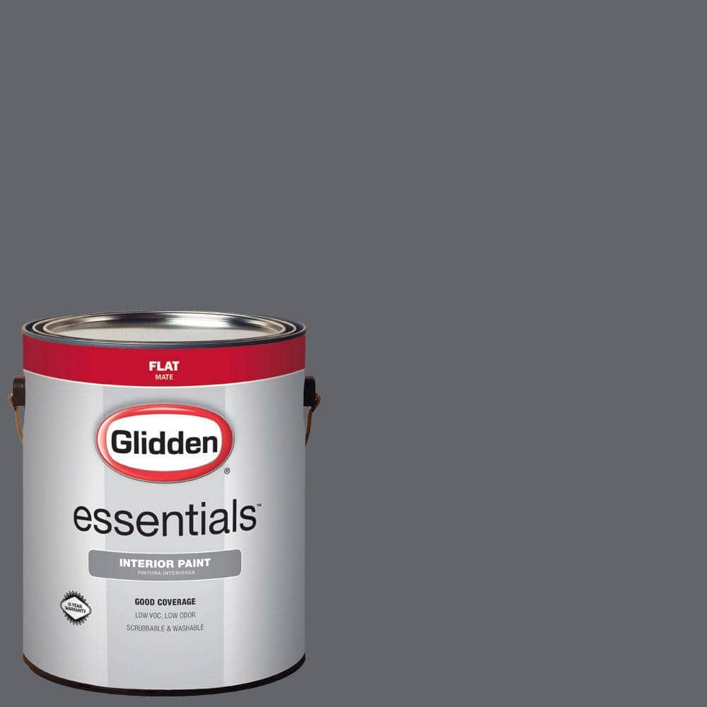 Glidden Essentials 1 gal. #HDGCN39D Dark Grey Silk Flat Interior Paint ...