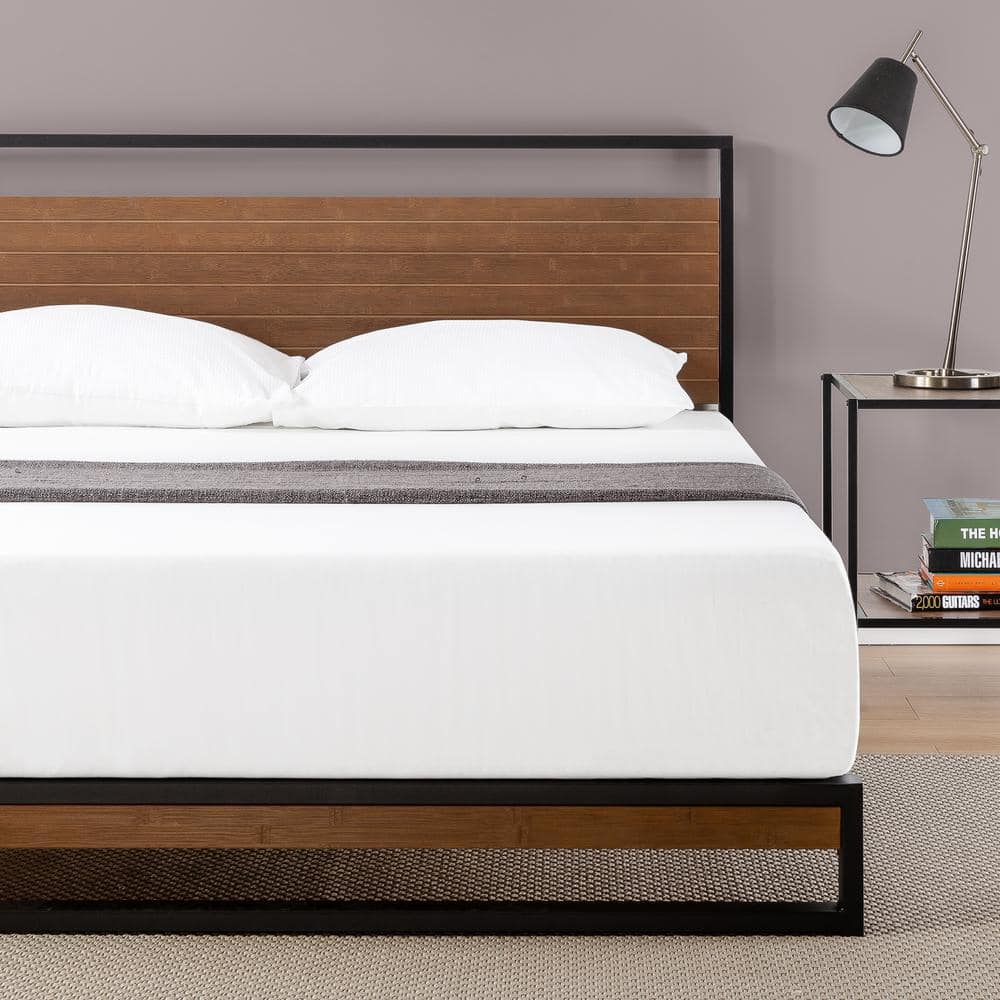 Suzanne Chestnut Brown Metal and Wood Platform Bed Frame