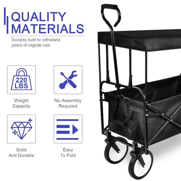 VEVOR Collapsible Folding Wagon with Removable Canopy, Heavy Duty