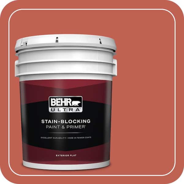 BEHR ULTRA 5 gal. #190D-6 Red Jalapeno Flat Exterior Paint & Primer