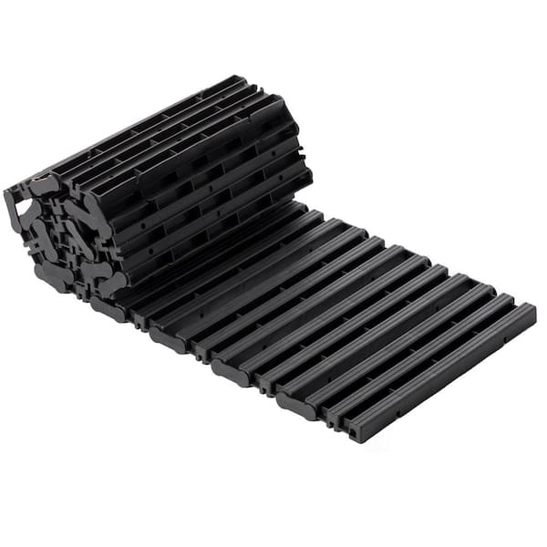 Narrow Grid - Black - 3' x 33' - Easy Wheel Roll - No  Slip/Anti-Fatigue/Drainage - Heavy Duty - PVC - Workplace Floor Mat