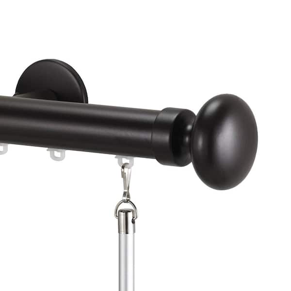 Tekno Pro 48" Non-Adjustable 1.13 in. Diameter Decorative Traverse Curtain Rod with Oval Finial in Maroon