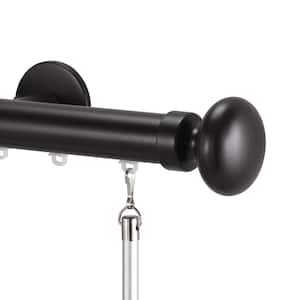 Tekno 25 48 in. Non-Adjustable 1-1/8 in. Single Traverse Window Curtain Rod Set in Maroon with Oval Finial