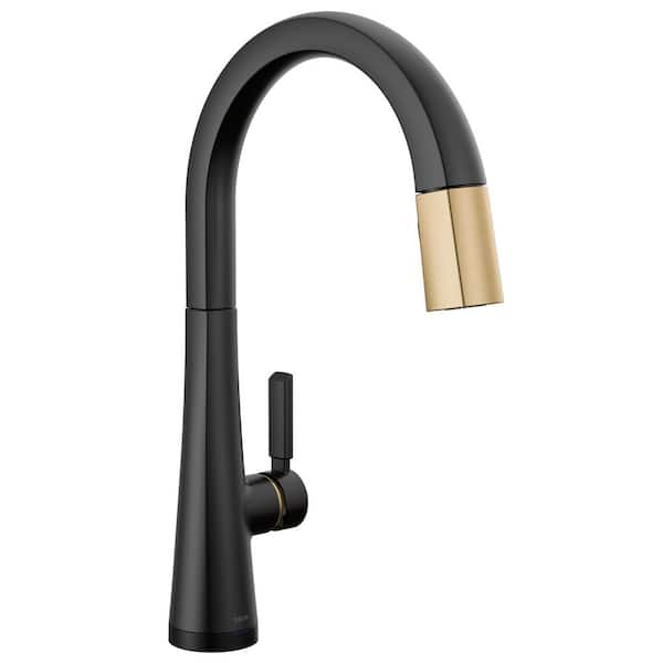Monrovia Touchless Matte Black/Champagne Bronze 16.63 in. H Pull Down Sprayer Kitchen Faucet 360° Spout Swivel