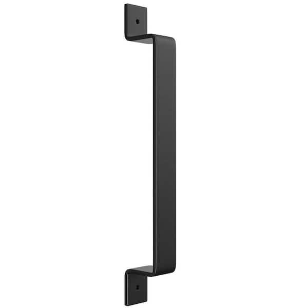 WINSOON 12-3/8 in. L Modern Heavy Duty Black Large Right Angle Sliding Door Handle Pull and Flush Hardware Set
