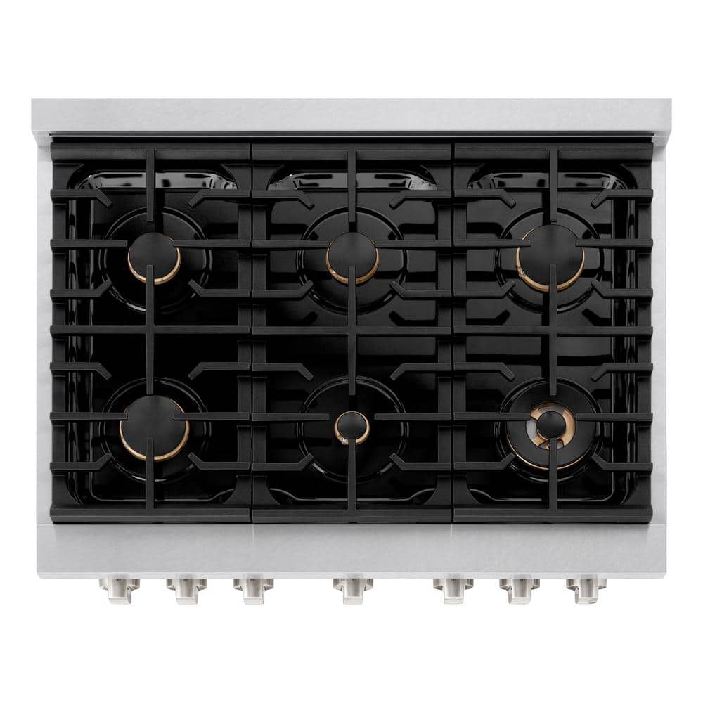 ZLINE 36" Stainless Steel Gas Range with Brass Burners and Convection Oven