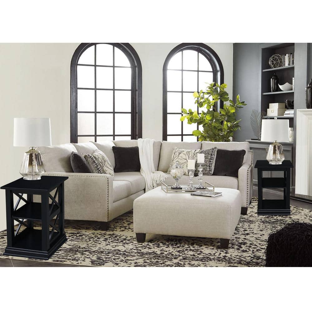 Elegant Hampton Solid Hardwood Accent Table with Shelves - Black