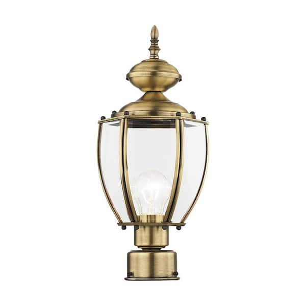 Livex Lighting Outdoor Basics 1 Light Antique Brass Outdoor Post Top Lantern