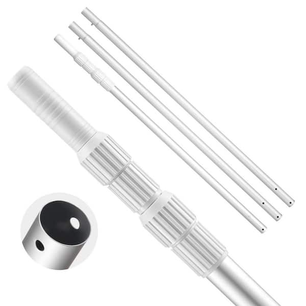 15 ft. Aluminum Telescopic Mop Handle Pole with 2-Extensions, Heavy-Duty for Skimmer Net, Brush and Vacuum Head