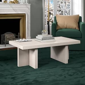 Dimitra 44 in. Alder White Rectangle MDF Top Coffee Table
