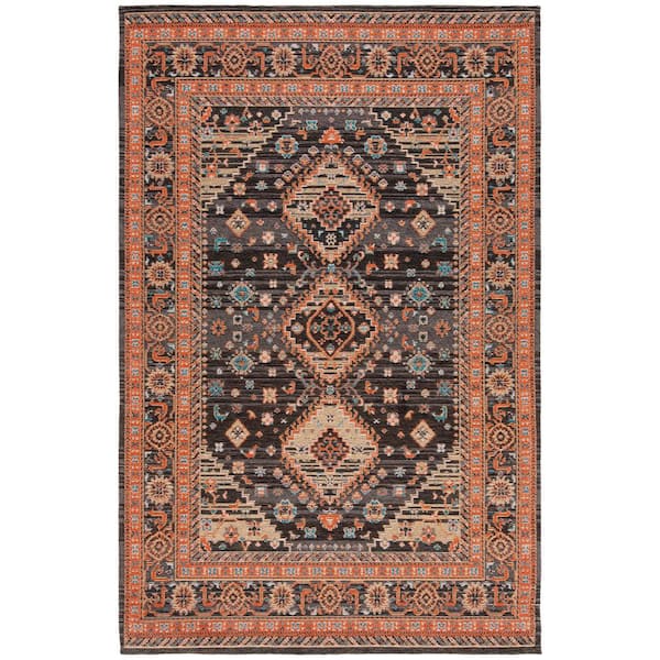 SAFAVIEH Classic Vintage Black/Rust 4 ft. x 6 ft. Border Floral Area Rug