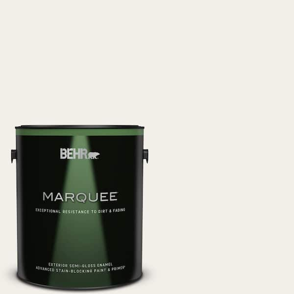 BEHR MARQUEE 1 gal. #W-F-610 White Fur Semi-Gloss Enamel Exterior Paint & Primer