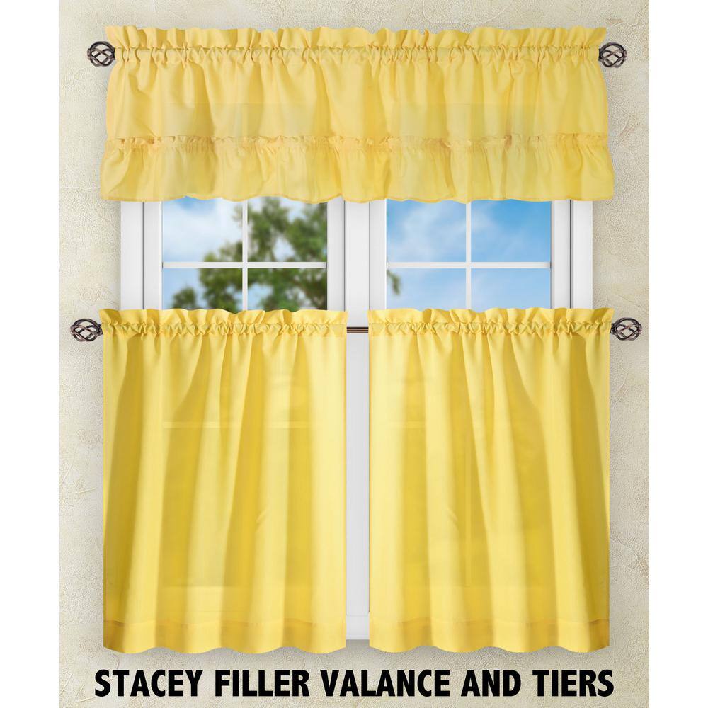 Sunny Yellow Sheer Cotton Polyester Tier Curtains