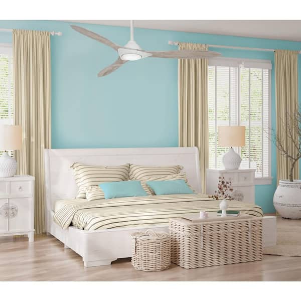 Sleek 60 in. Integrated LED Indoor Flat White Smart Ceiling Fan with Light with Remote Control